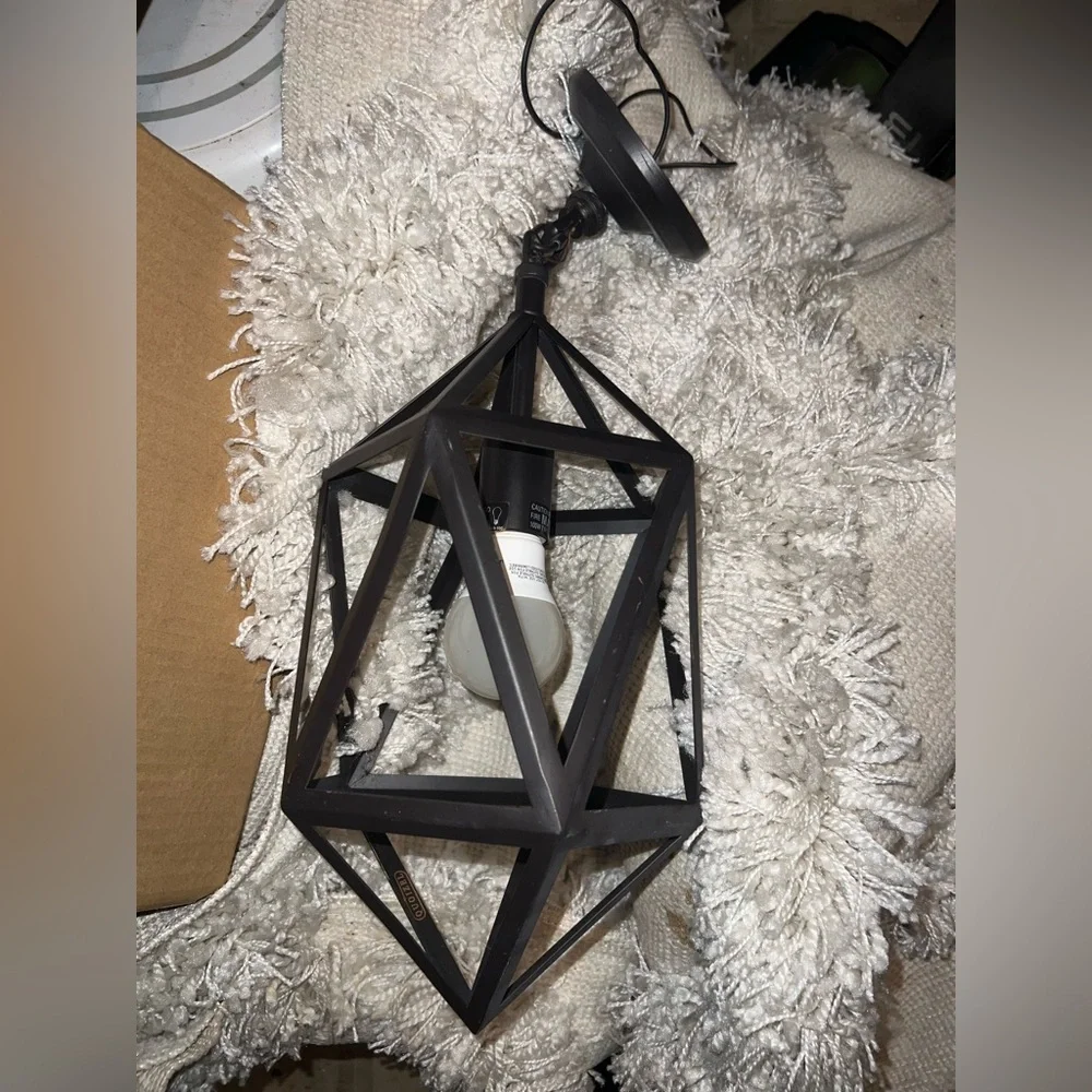 Modern Geometric Pendant Light Fixture in Dark Bronze Lighting Home Decor Brown